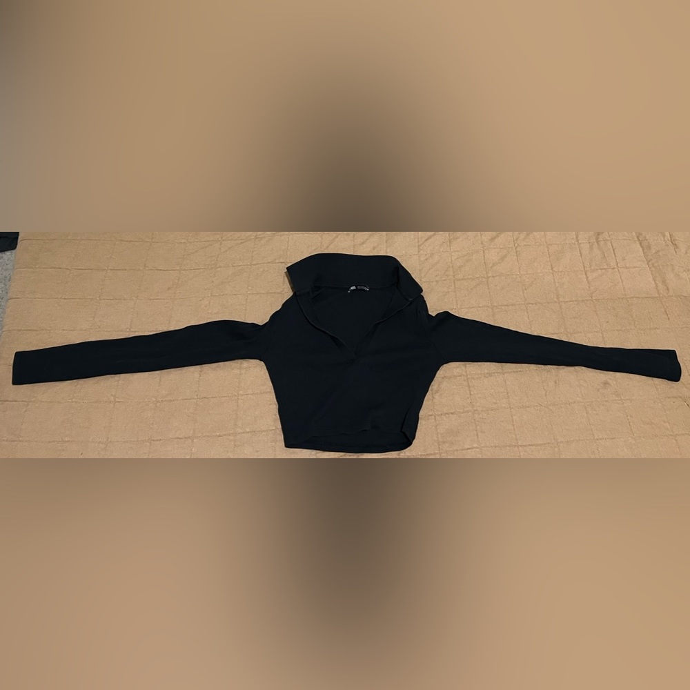 Zara Long sleeve crop top with collar